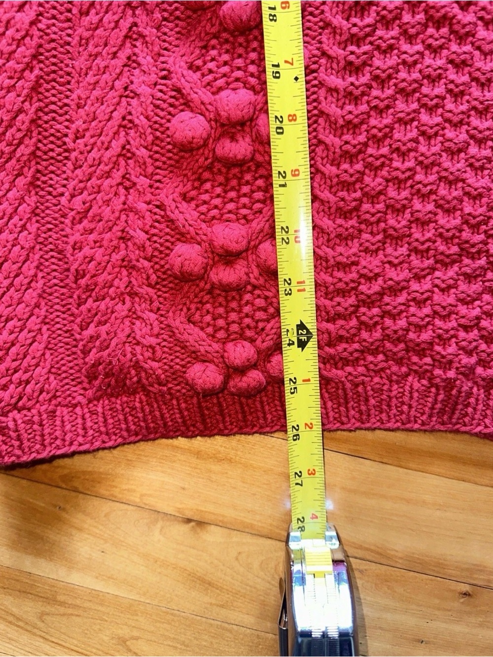Vintage Gaeltarra Ireland Red Cotton Cable Knit Sweater Medium Irish Chunky - Picture 10 of 11